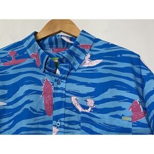 RSVLTS Rocket Power Party Wave KUNUFLEX Short Sleeve Shirt XL Hawaiian Camp Nick